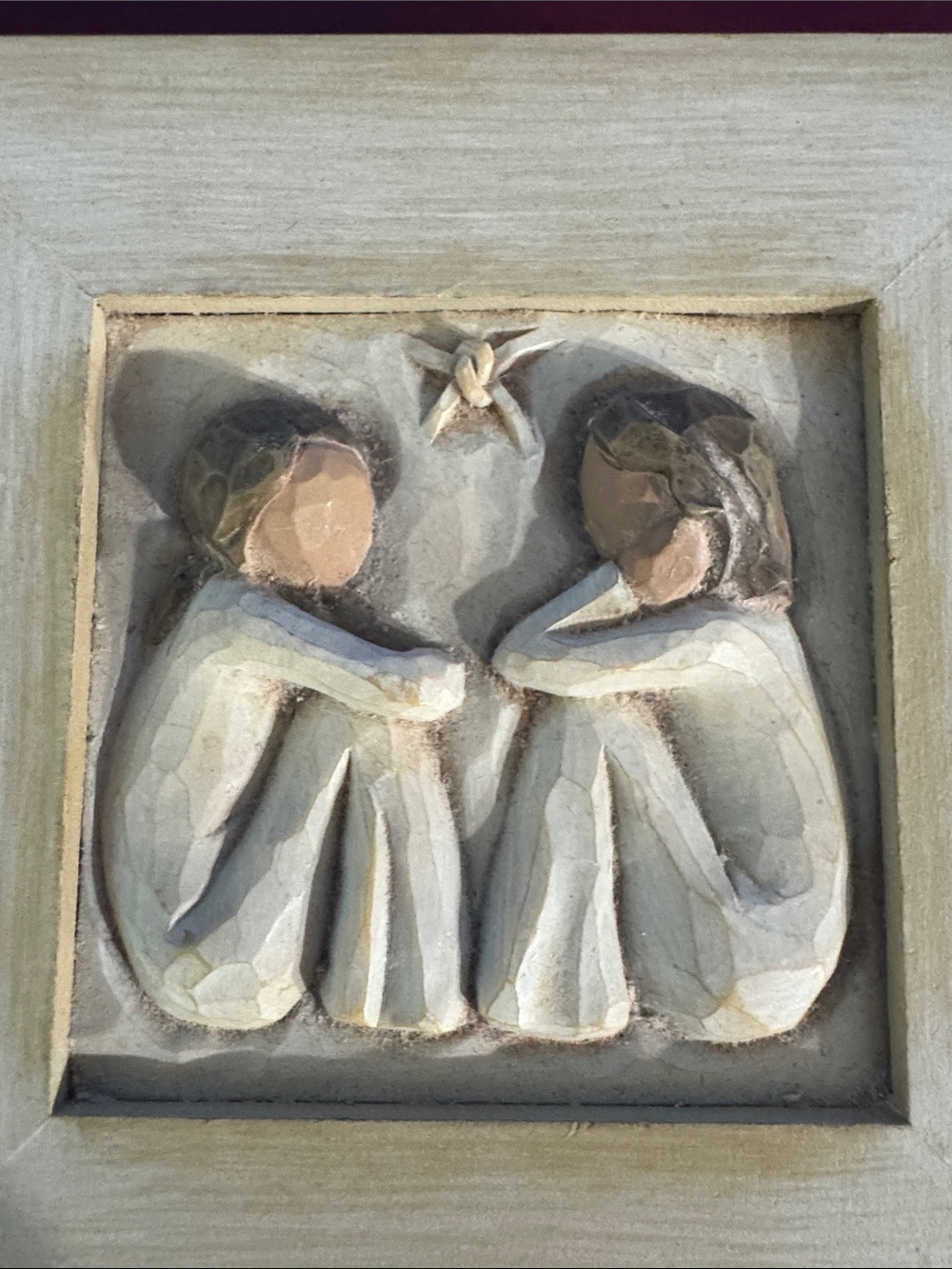 Vintage Willow Tree Cream Wood style Friendship Figurine Base trinket box - Picture 3 of 13